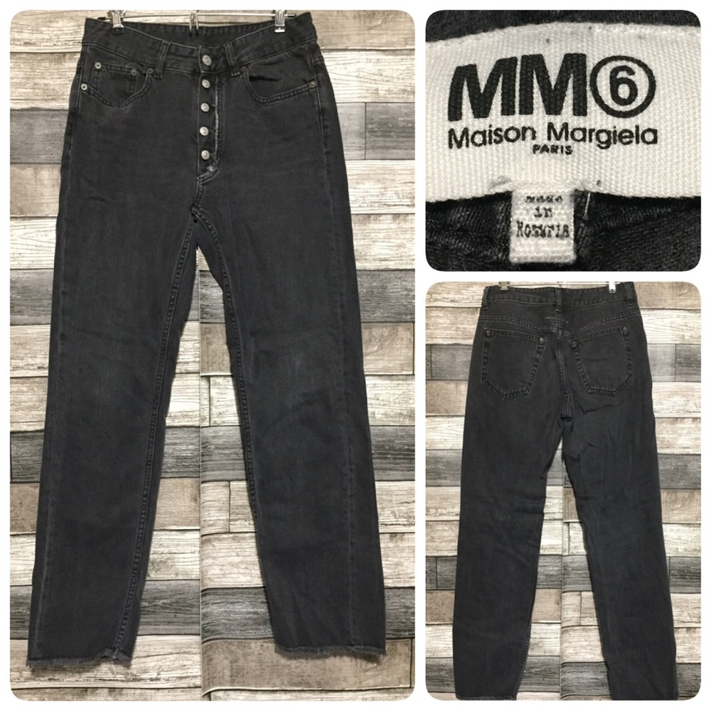 Maison Margiela MM6 Straight Button Fly Jeans Women’s 42 Gray Raw Hem Romania